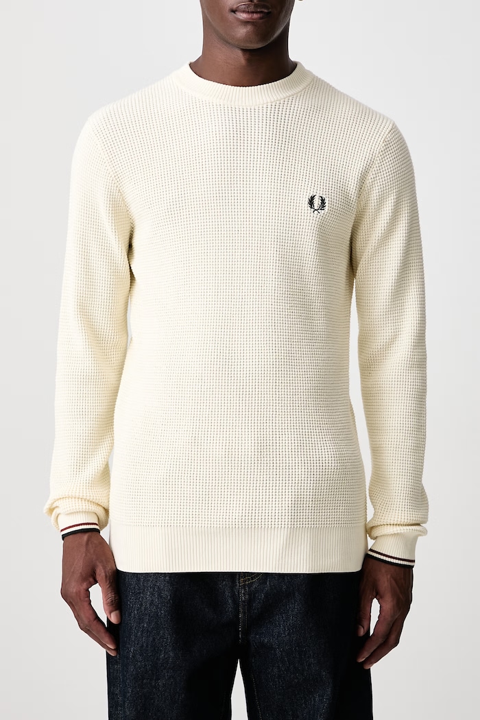 Sweter bawełniany męski Fred Perry beżowy K6507.170