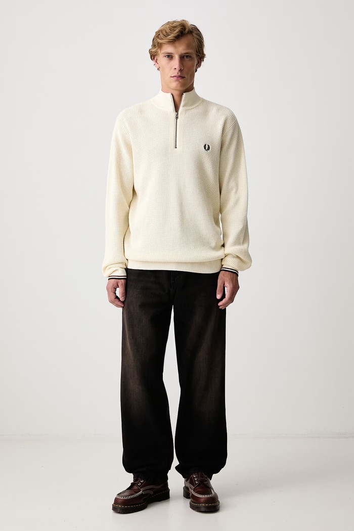 Fred Perry Sweter męski bawełniany K8557.170 beżowy AW26