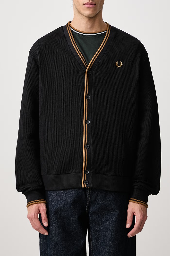 Kardigan bawełniany męski Fred Perry czarny M3449.102