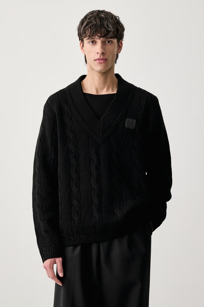 Fred Perry Sweter męski wełniany czarny K3342.102