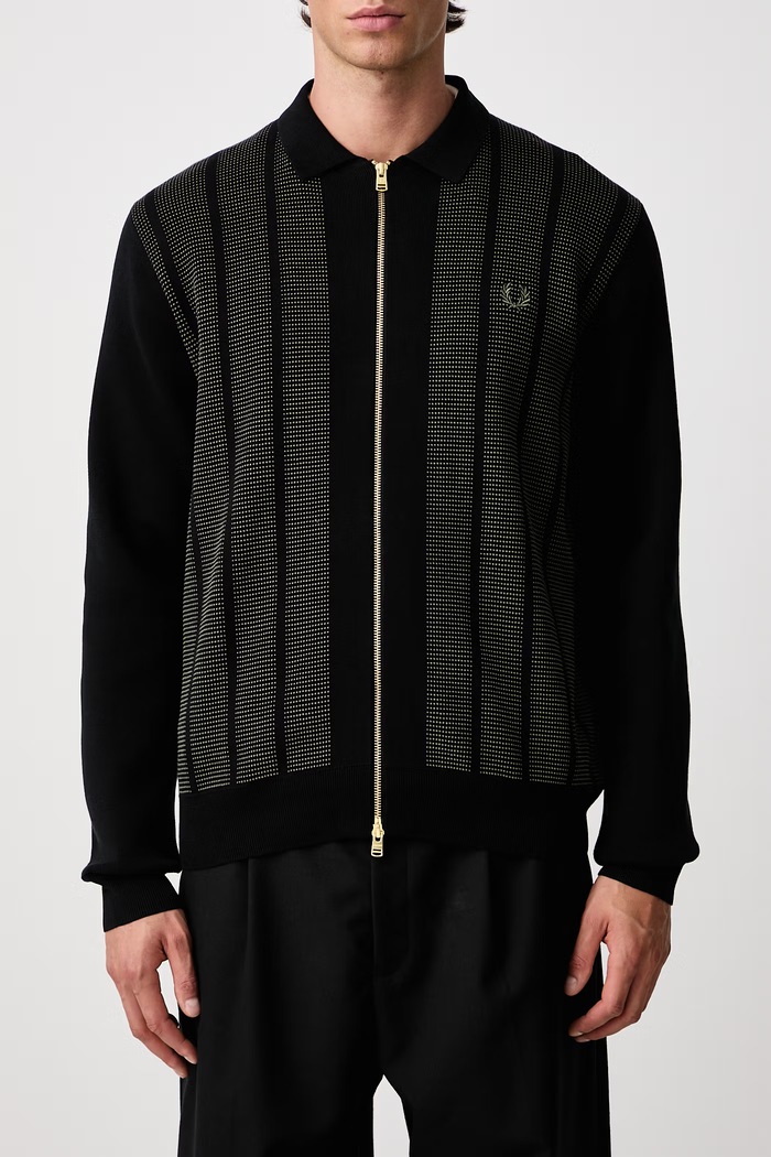 Kardigan męski bawełniany Fred Perry czarny K3341.102