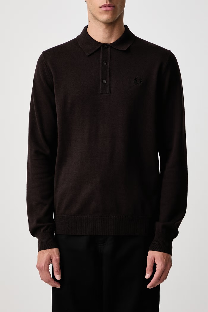 Sweter męski z wełną Fred Perry brązowy K4535.33C