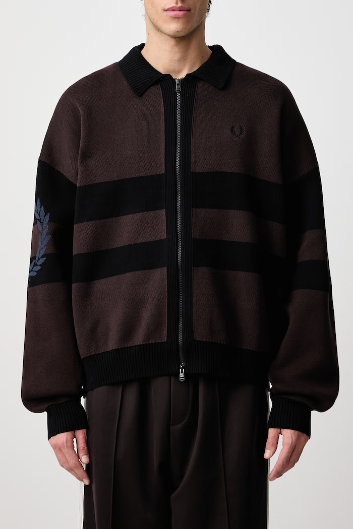 Kardigan bawełniany męski Fred Perry brązowy K3315.33C