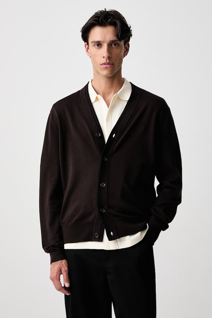 Fred Perry Kardigan męski z wełną brązowy K3300.33C
