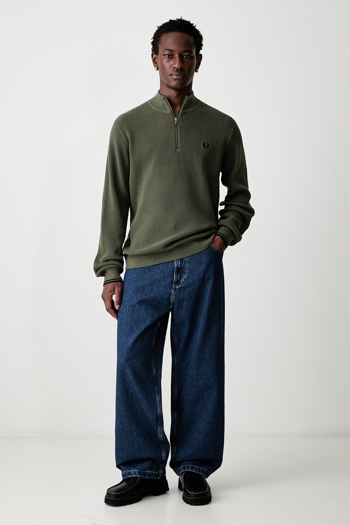 Fred Perry sweter męski z bawełną K8557.X21 zielony AW26