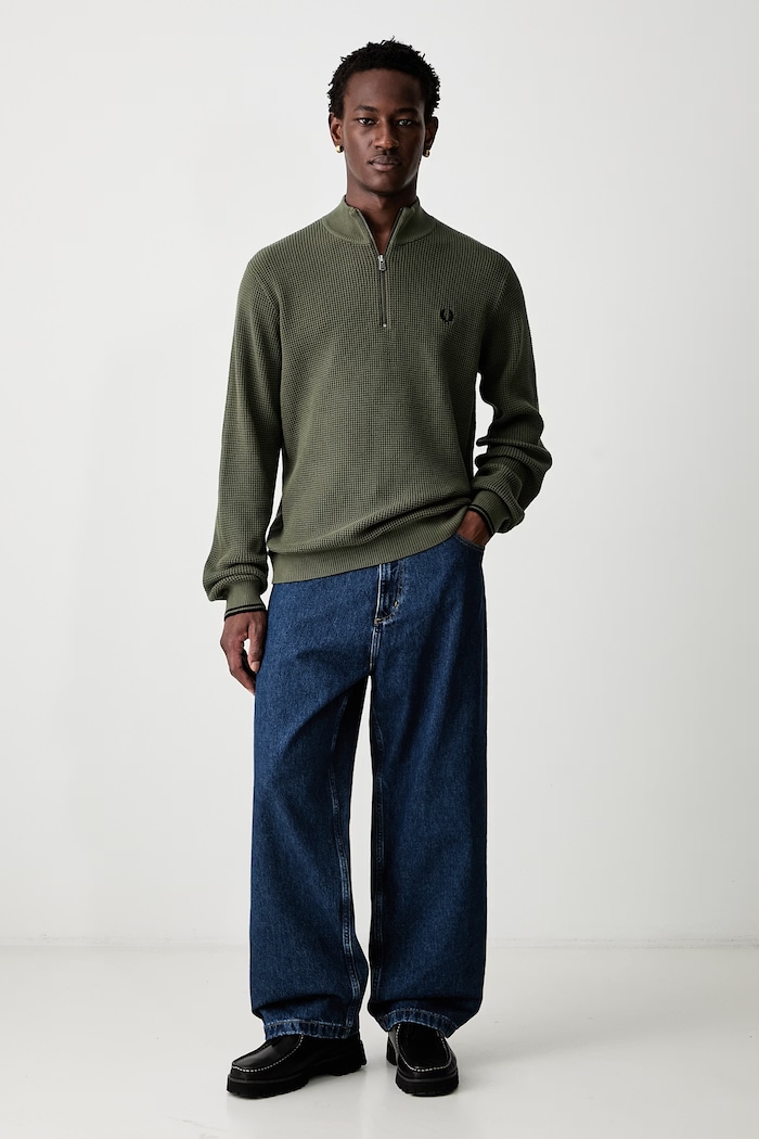 Fred Perry Sweter męski z bawełną K8557.X21 zielony AW26