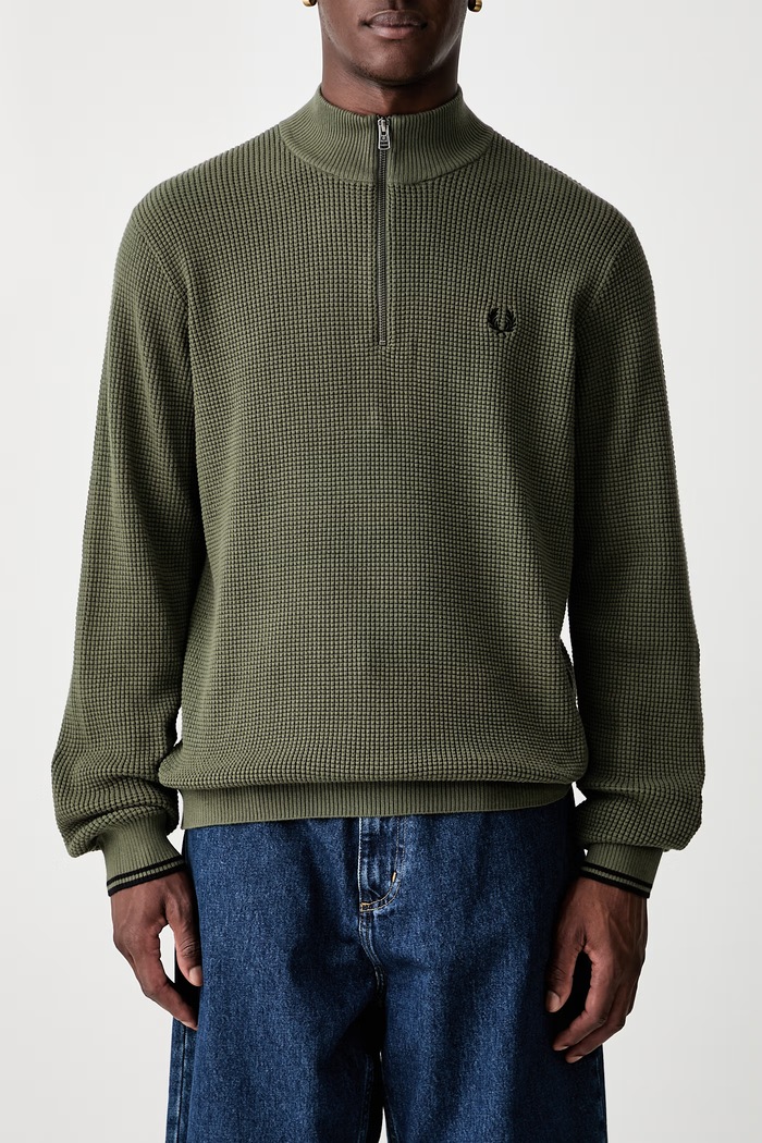 Fred Perry sweter męski z bawełną K8557.X21 zielony