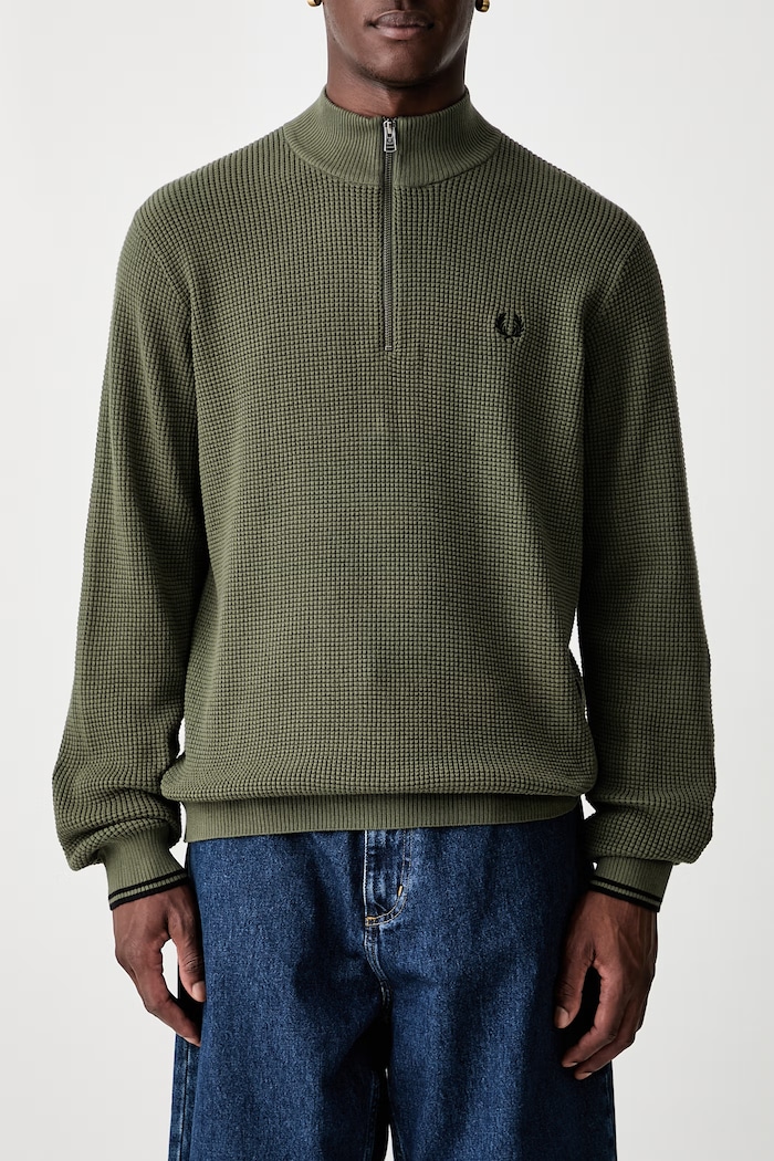 Sweter męski z bawełną Fred Perry zielony K8557.X21