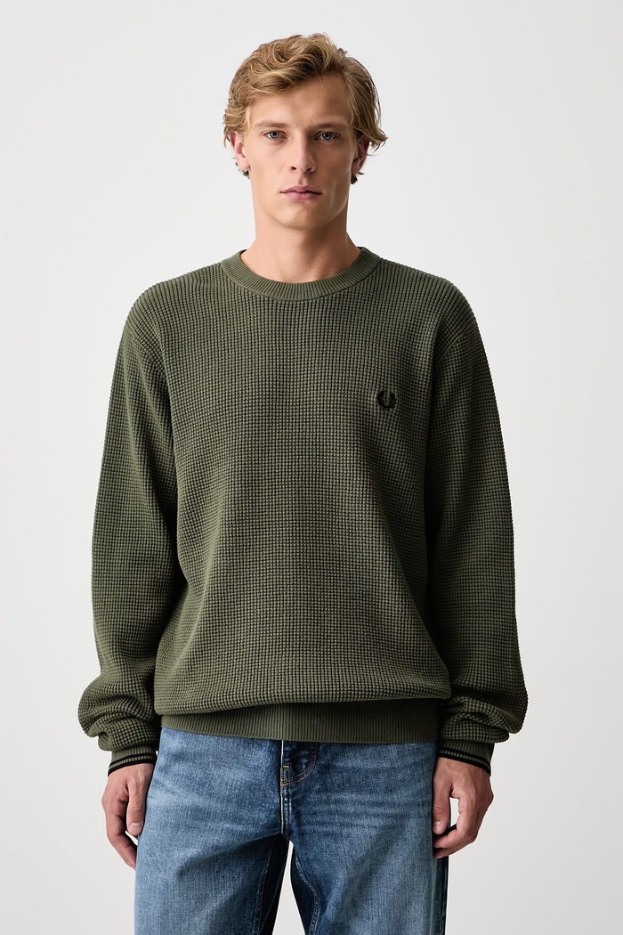 Fred Perry Sweter męski bawełniany zielony K6507.X21