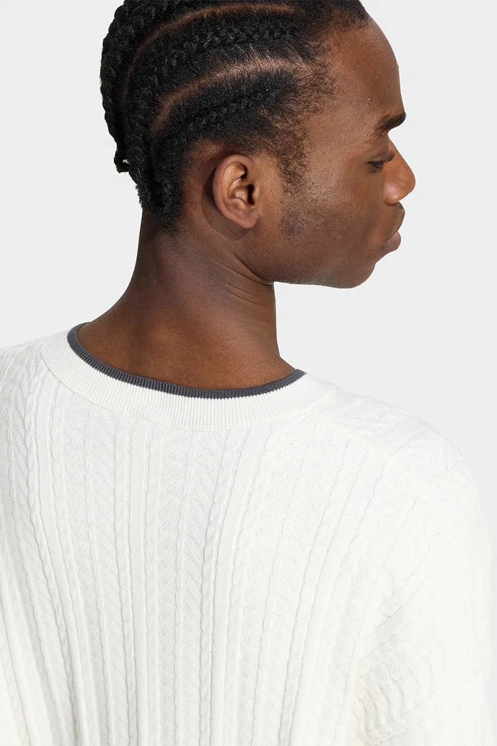 Πουλόβερ ανδρικό με βαμβάκι Cable Knit adidas Originals λευκό KR9768