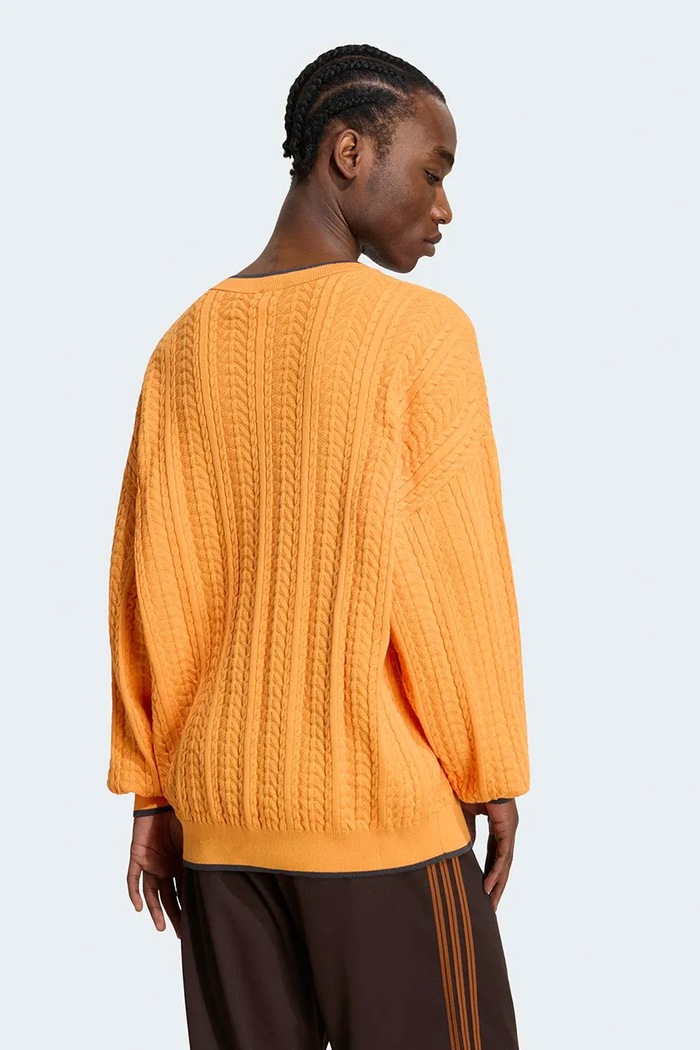 adidas Originals Sveter pánsky s bavlnou Cable Knit KR6506 oranžová AW26