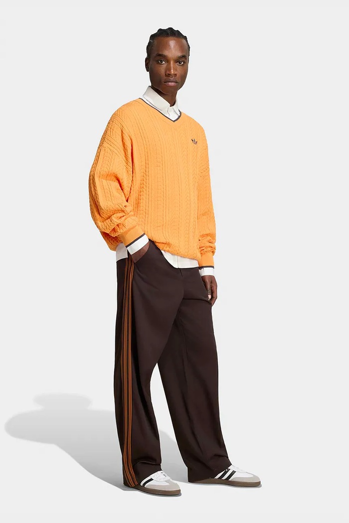 Oblečenie adidas Originals Sveter pánsky s bavlnou Cable Knit KR6506 oranžová