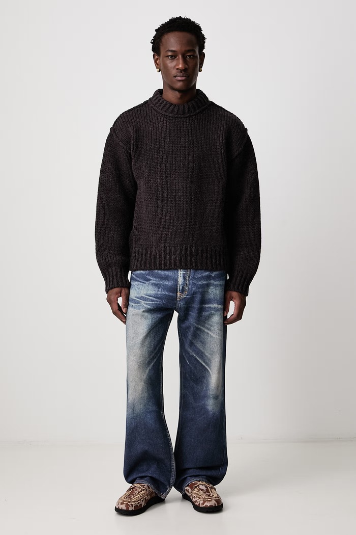 Our Legacy Sweter męski z wełną merino M4263MB brązowy AW26