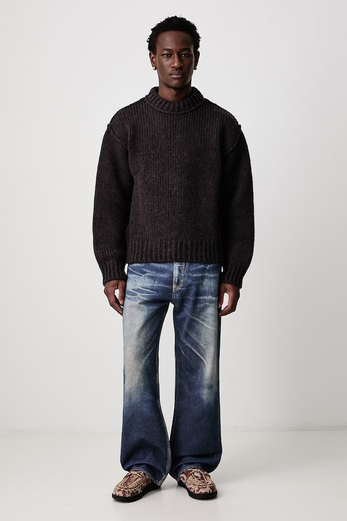 Our Legacy Sweter męski z wełną merino M4263MB brązowy AW26