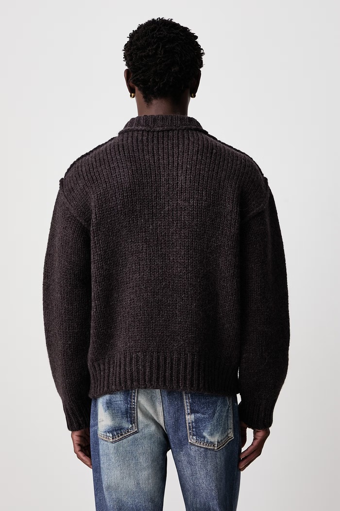 Odzież Our Legacy Sweter męski z wełną merino M4263MB brązowy