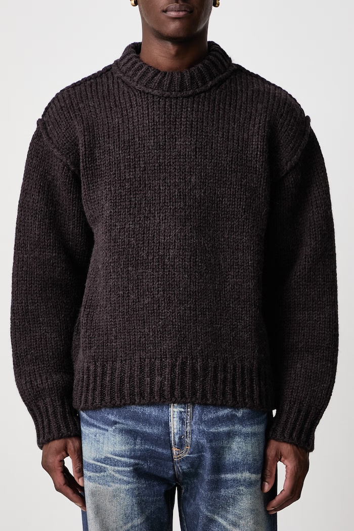 Sweter męski z wełną merino Our Legacy brązowy M4263MB