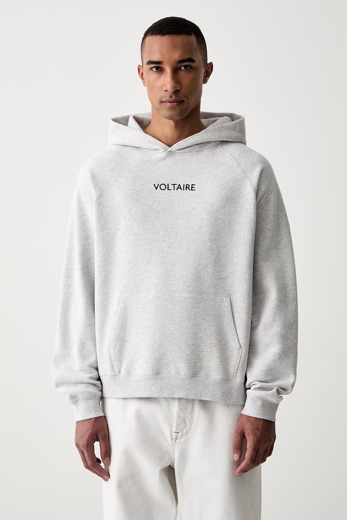 Odzież Zadig&Voltaire bluza z kapturem męska z bawełną GEORGIO JMSS01350 szary
