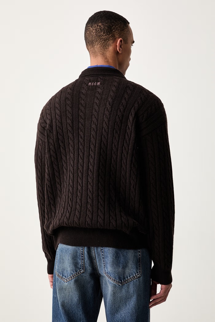 MSGM pulover za muškarce od merino vune 4140MM213.267758 smeđa AW26
