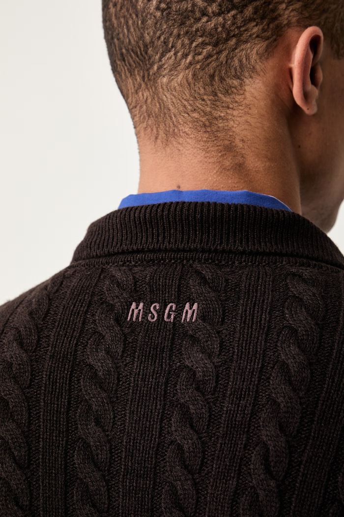 MSGM pulover za muškarce od merino vune smeđa 4140MM213.267758