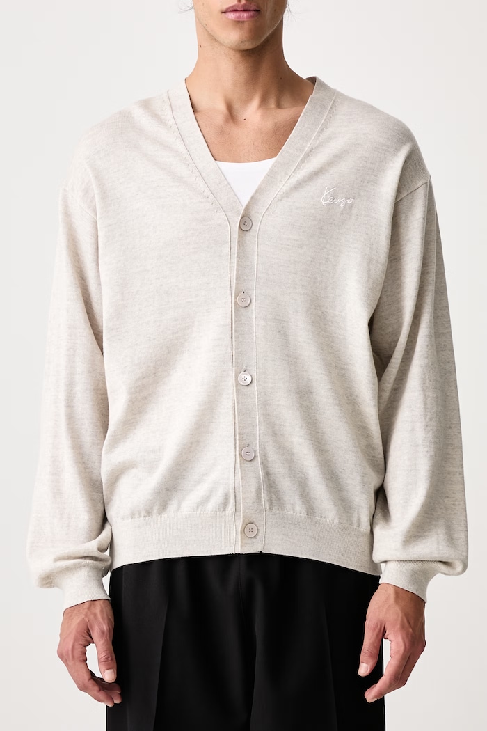 Cardigan in lana da uomo Kenzo grigio FG65CA8123LB