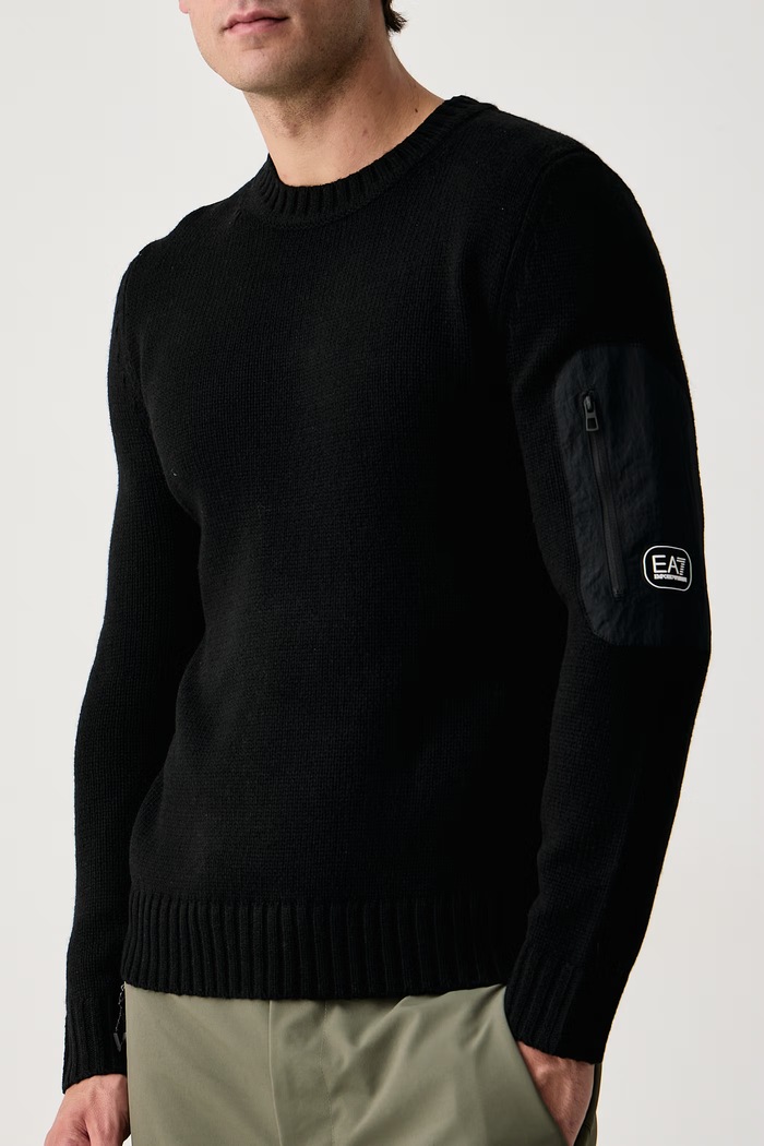 Светр чоловічий з додаванням вовни EA7 Emporio Armani AF27839.7M002687 чорний