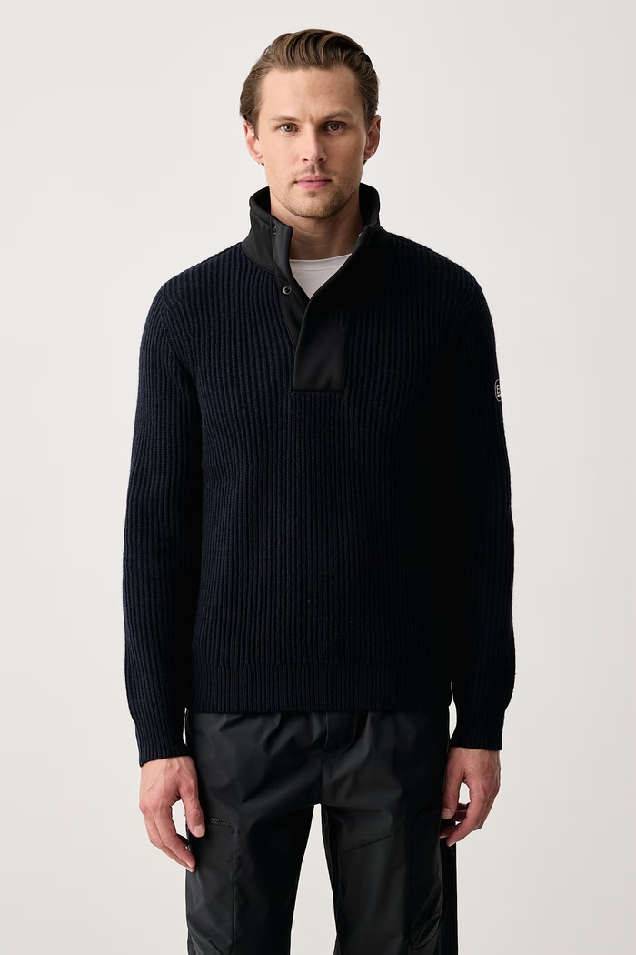 EA7 Emporio Armani Sweter męski z dodatkiem wełny granatowy AF27841.7M002690