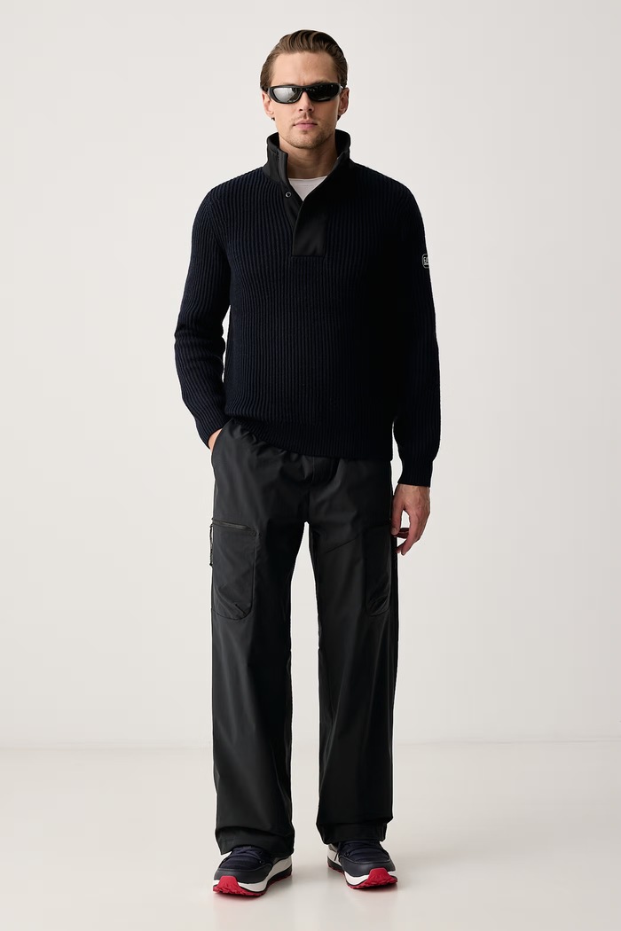 EA7 Emporio Armani Sweter męski z dodatkiem wełny AF27841.7M002690 granatowy AW26