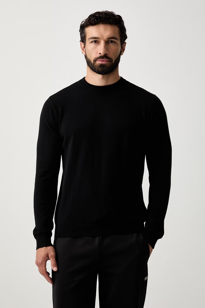 EA7 Emporio Armani sweter męski z wełną czarny AF19504.7M000541