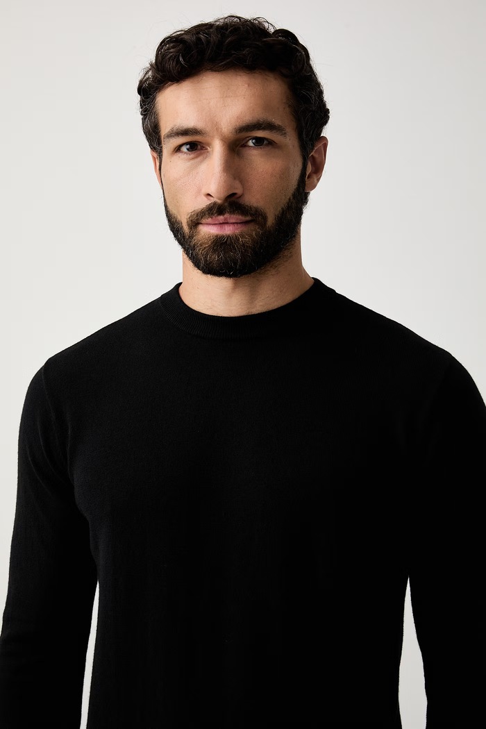 EA7 Emporio Armani sweter męski z wełną czarny AF19504.7M000541