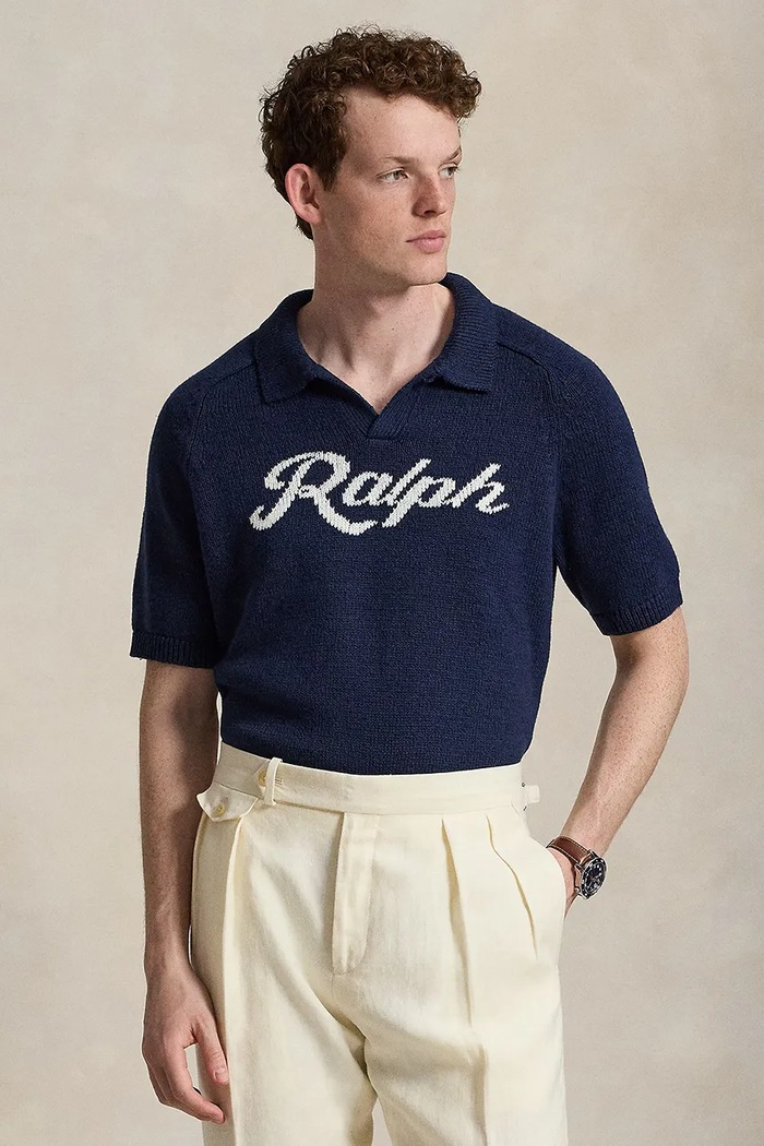 Polo Ralph Lauren polo swetrowe z lnem męskie granatowy 710B32233001