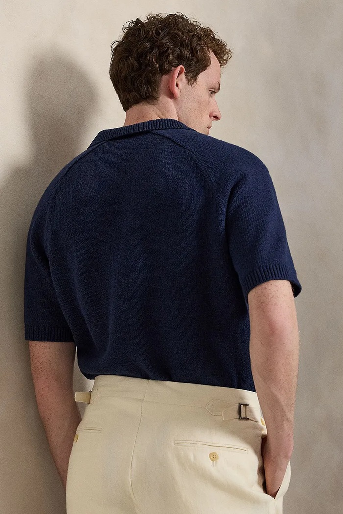Polo Ralph Lauren polo swetrowe z lnem męskie 710B32233001 granatowy AW26