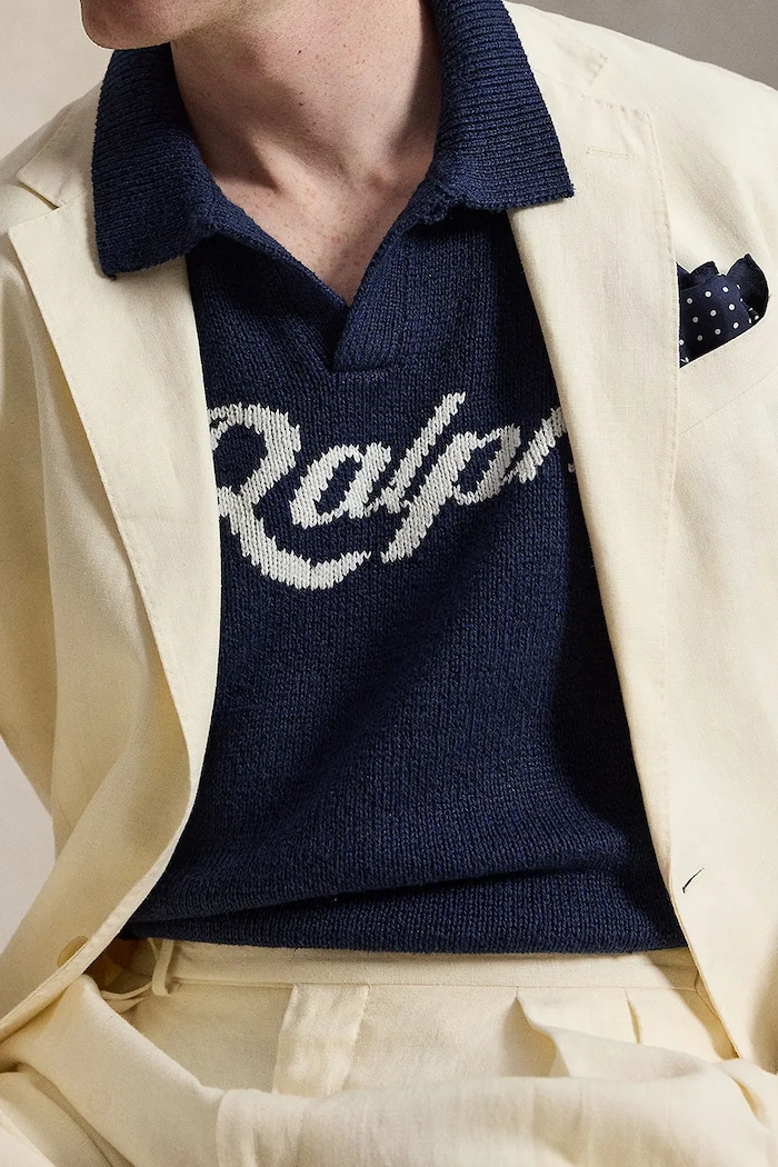 Polo Ralph Lauren polo swetrowe z lnem męskie granatowy 710B32233001