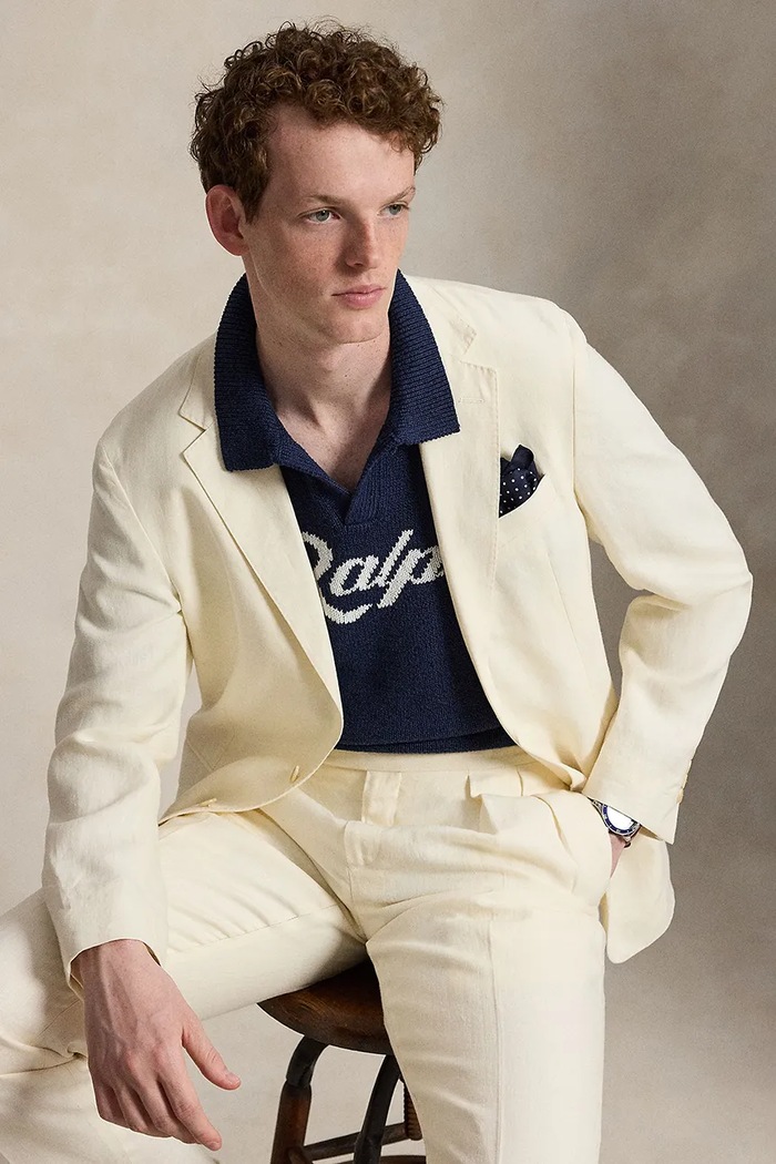 Polo Ralph Lauren polo swetrowe z lnem męskie 710B32233001 granatowy
