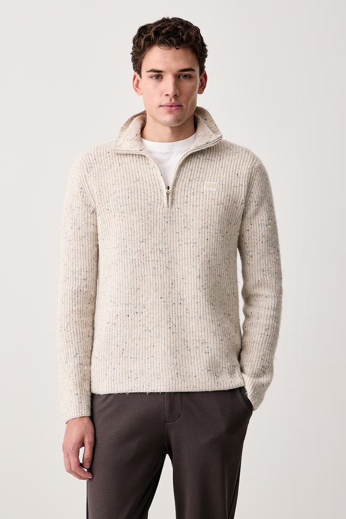 G-Star Polpuli moški z dodatkom volne Double collar half zip bež D27961.D754
