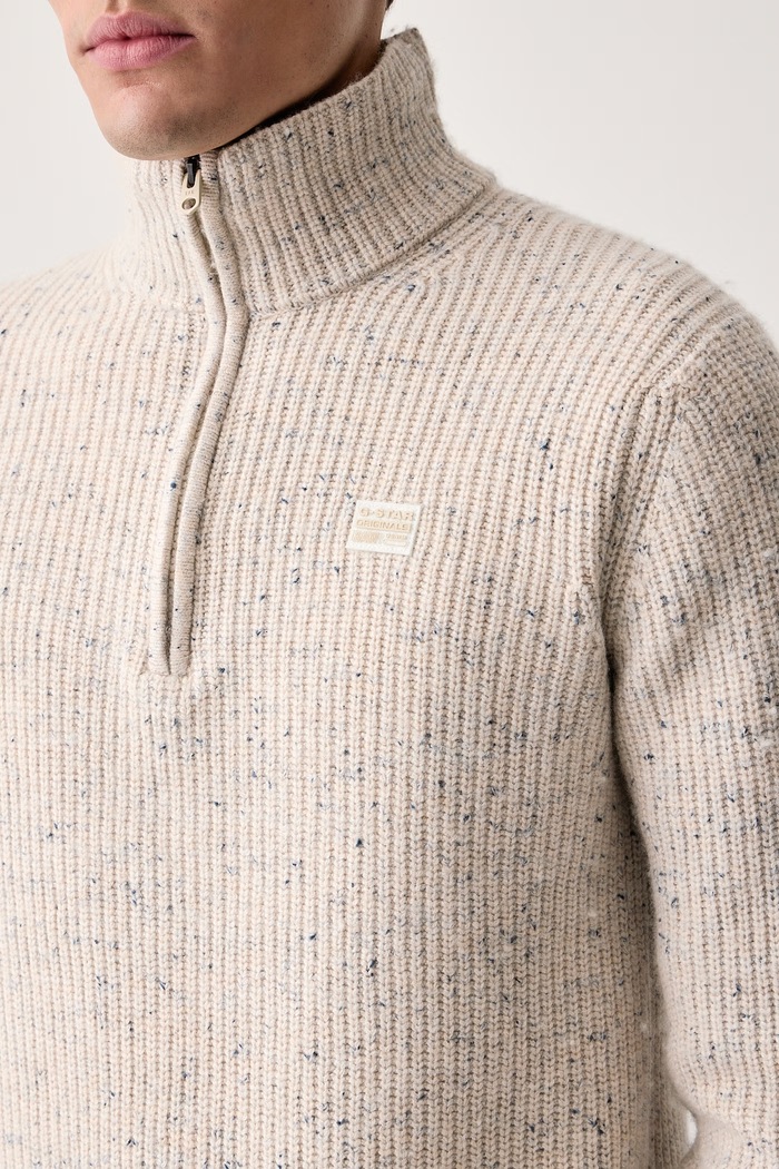 Polpuli moški z dodatkom volne Double collar half zip G-Star D27961.D754 bež