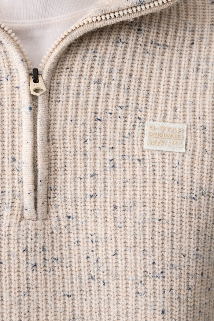Polpuli moški z dodatkom volne Double collar half zip G-Star bež D27961.D754