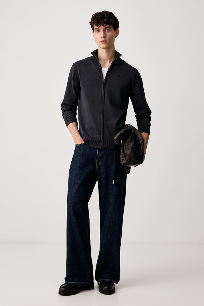 G-Star Kardigan męski z bawełną Core refined full zip D31309.E813 granatowy AW26