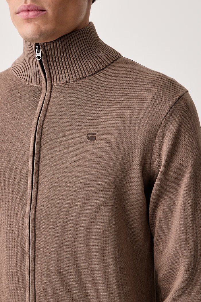 Kardigan męski z bawełną Core refined full zip G-Star D31309.E813 brązowy