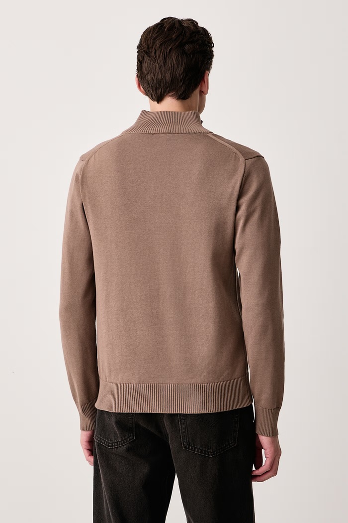 Odzież G-Star Półgolf męski z bawełną Core refined half zip D30783.E813 brązowy