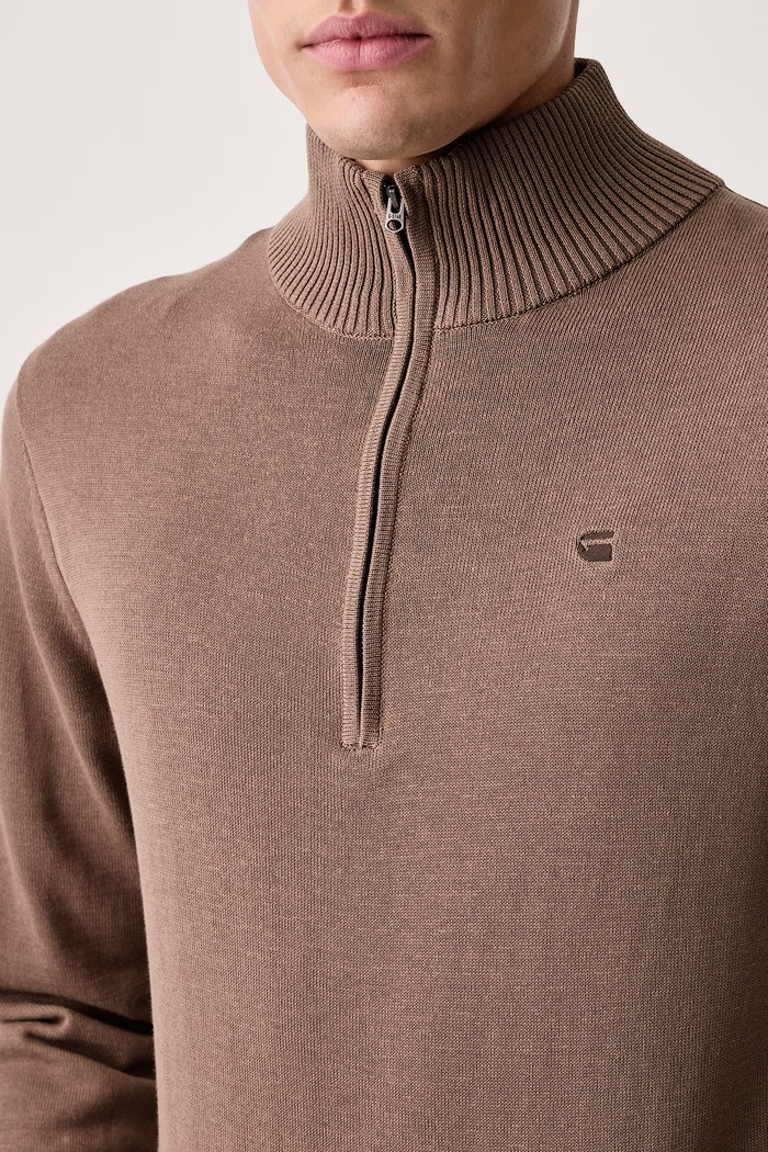 Półgolf męski z bawełną Core refined half zip G-Star D30783.E813 brązowy