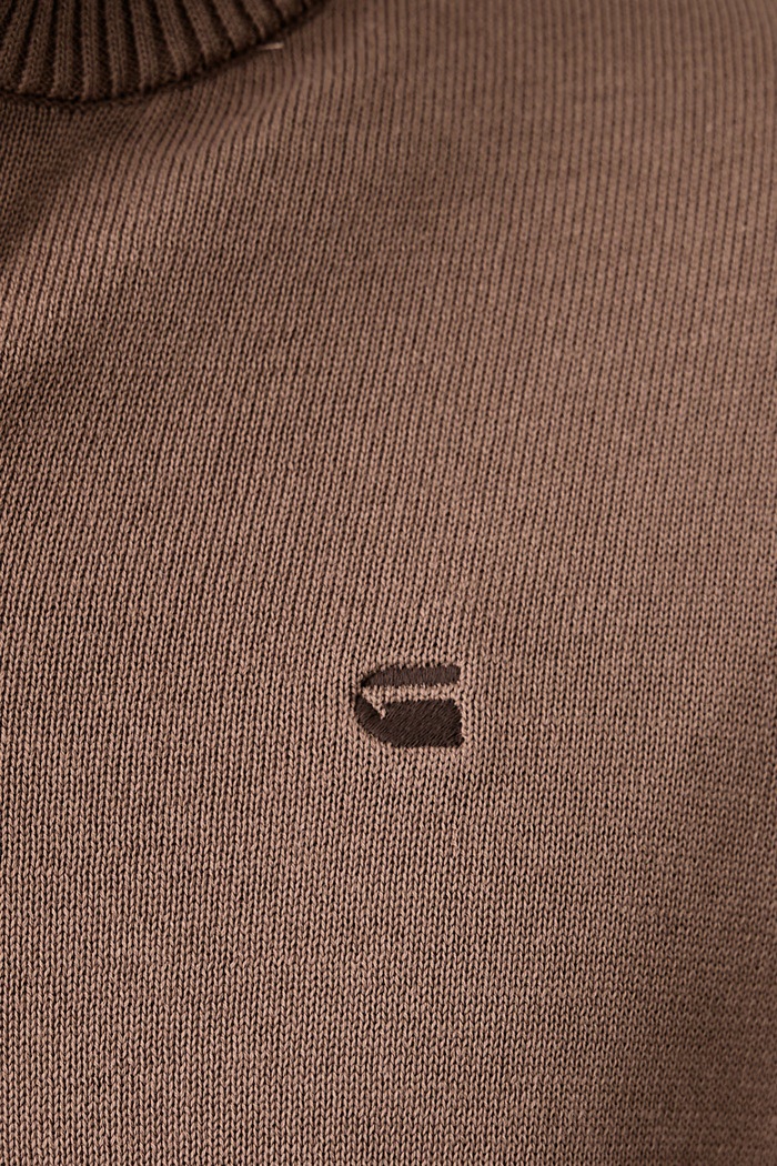 Półgolf męski z bawełną Core refined half zip G-Star brązowy D30783.E813
