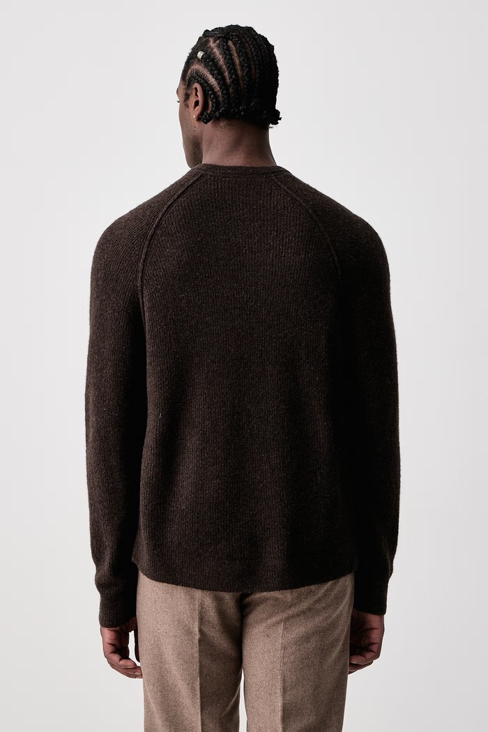 Odzież American Vintage Sweter męski z dodatkiem wełny MDAM18G brązowy