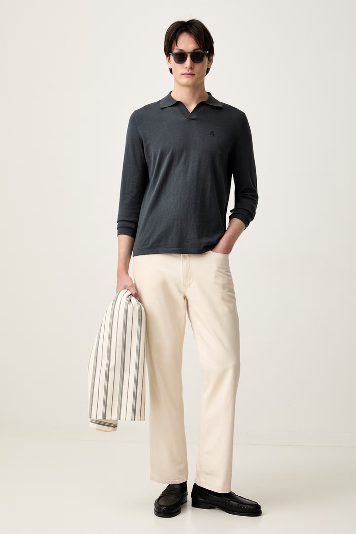 Marc O'Polo sweter męski z bawełną 5000014571 granatowy AW26