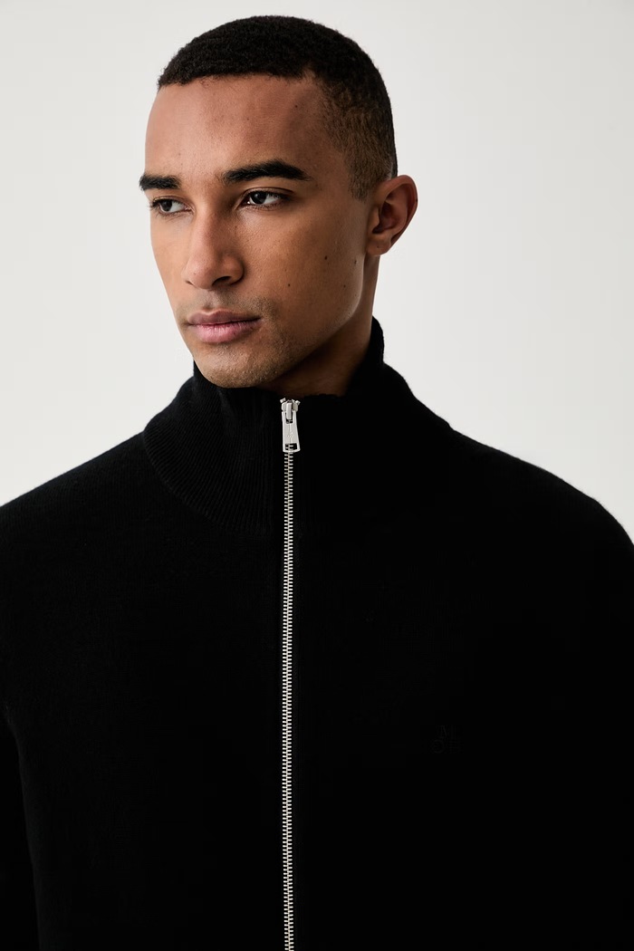 Marc O'Polo kardigan męski z dodatkiem wełny czarny 5000012889