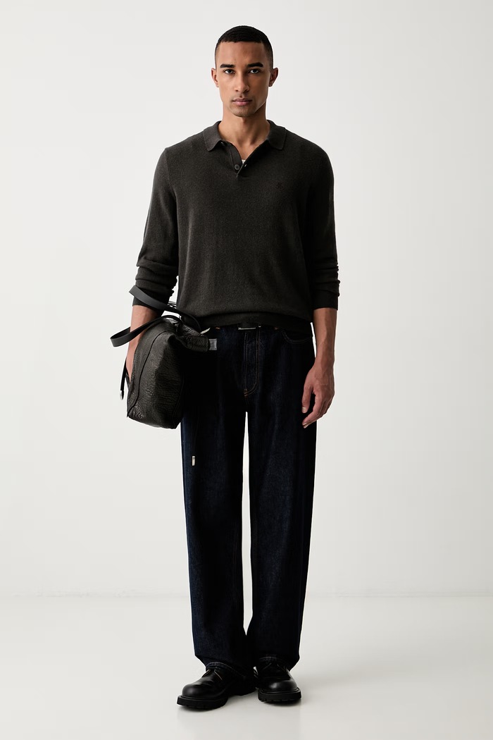 Marc O'Polo sweter męski z dodatkiem wełny 5000012479 zielony AW26