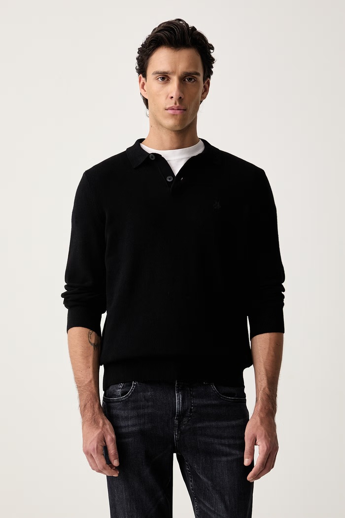 Marc O'Polo sweter męski z dodatkiem wełny czarny 5000012479