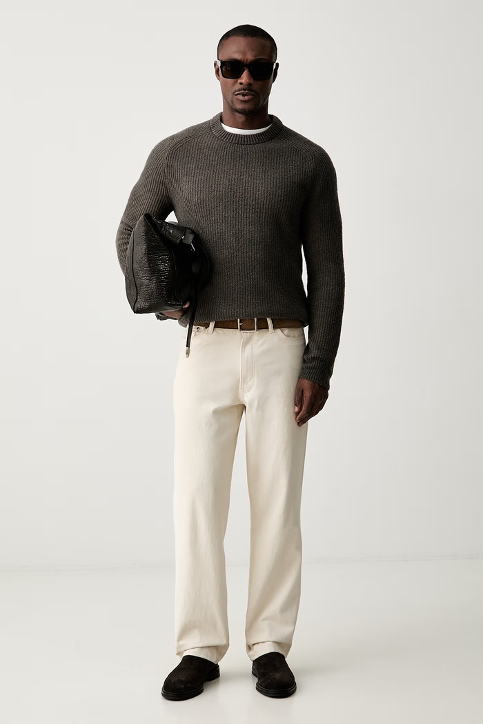 Marc O'Polo Sweter męski z wełną 5000012031 brązowy AW26