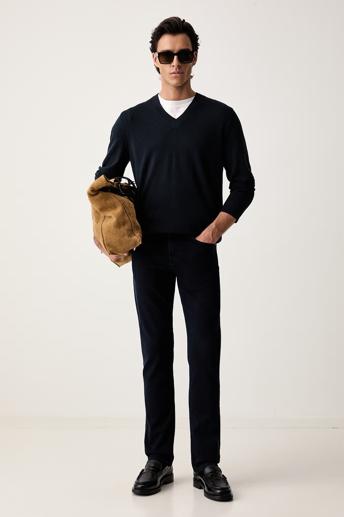 Marc O'Polo sweter męski wełniany 5000011997 granatowy AW26