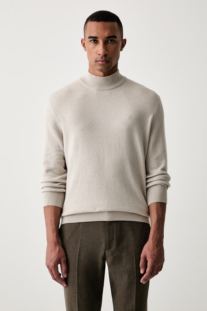 Marc O'Polo sweter męski z dodatkiem wełny beżowy 5000011995