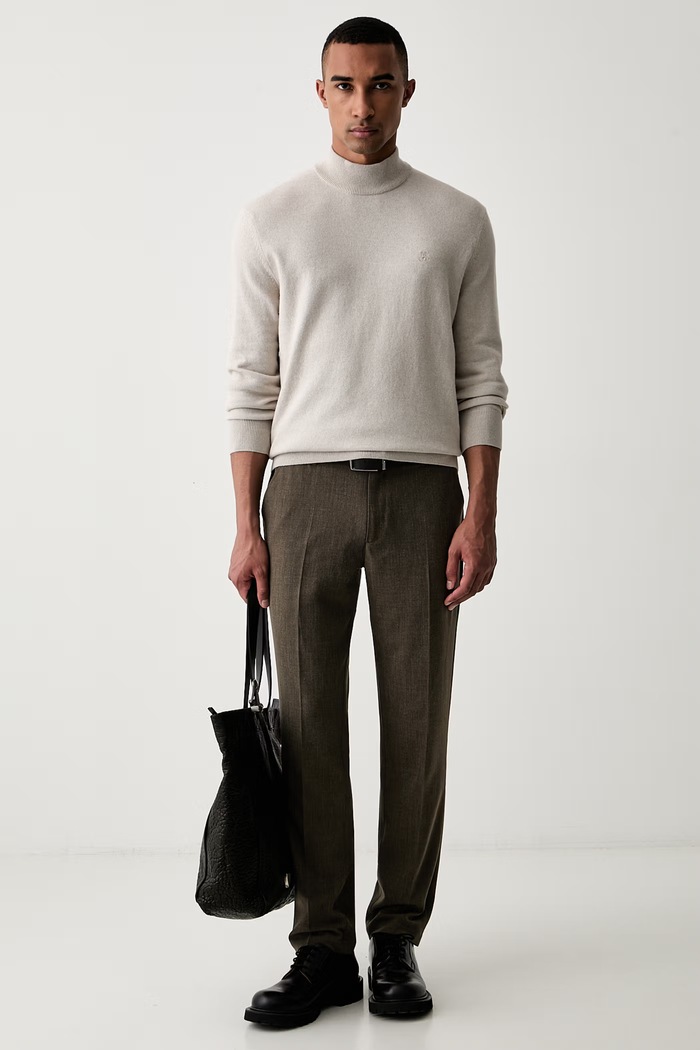 Marc O'Polo sweter męski z dodatkiem wełny 5000011995 beżowy AW26